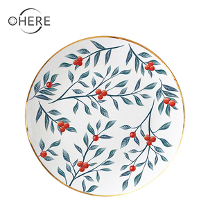 Ruiohery service d'assiettes <span class=keywords><strong>de</strong></span> luxe, assiettes <span class=keywords><strong>de</strong></span> pique-nique avec bordure dorée, <span class=keywords><strong>vaisselle</strong></span> en céramique design pour assiettes <span class=keywords><strong>de</strong></span> mariage - Product Image 3