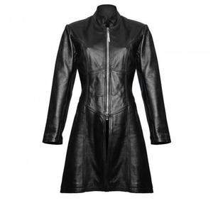 Manteau en cuir sur toute la longueur Manteau long à la cheville Trench Matrix Fashion Made in Pakistan Femmes Doux Noir Coton Remplissage Décontracté - Product Image 1