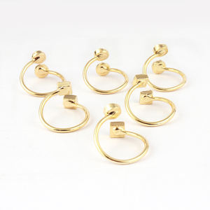 แหวน Druzy ธรรมชาติชุบทอง,แหวนรูปทรงกลมแบบปรับได้แหวนดีไซน์มินิมอล - Product Image 5