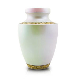 Urna de recuerdo de decoración moderna de estilo europeo de Metal blanco perla de alta calidad para suministros funerarios - Product Image 1