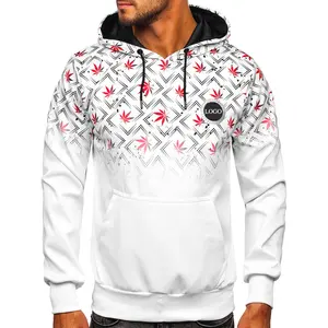 Vente en gros de sweats à capuche blancs de qualité supérieure pour hommes, sweats à capuche anti-rétrécissement tissés par sublimation en vrac style hiver OEM - Product Image 1