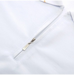 เสื้อโปโลแขนสั้นของผู้ชายเสื้อปักโลโก้เข้ารูประบายอากาศได้ดีสีทึบ - Product Image 5