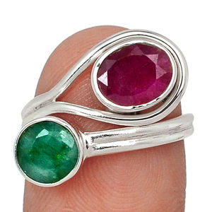 925 Sterling <b>Silver</b> Ruby & Emerald Gemstone <b>Ring</b> Handmade Jewelry Semiprecious Natural Healing Stone <b>Ring</b> for <b>Men</b> & Women - Product Image 1