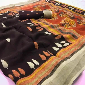 Molto bello casuale del cotone di usura tessuto saree con la camicetta pezzo indiano delle donne di usura di prezzi bassi all'ingrosso surat