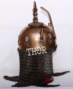 Casco Medieval Larp Mughal Árabe, Réplica Histórica de Casco Prusiano con Soporte - Product Image 3