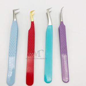 Pince à épiler professionnelle d'extension de cils en acier inoxydable faite à la main Type de pointe pointue enduite de couleur pour la durabilité - Product Image 6