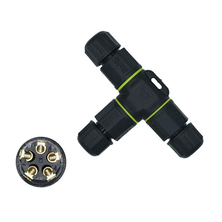 YXY ip68 waterproof cable connector T type 5 pin screw terminal wire connectors dc electrical connector