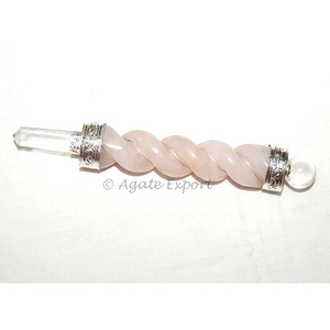 Varita tallada de cuarzo rosa natural al por mayor para palos de piedras preciosas curativas fengsui - Product Image 1