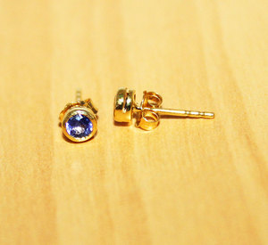 AAA+ Precious Tanzanite Gemstone 9k Solid Yellow Gold Handmade <b>Stud</b> <b>Earrings</b> Jewelry for Wholesale - Product Image 3