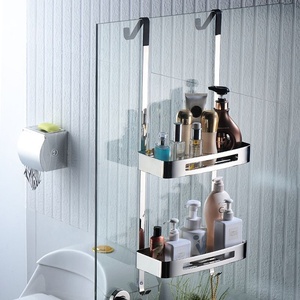 No Drilling Bathroom Storage Organizer Two Tier Hanging Over The Door 304 Stainless Steel Basket Shower Shelf Shower Caddy