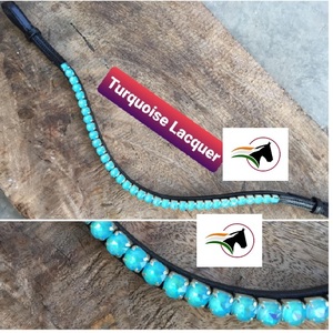 Banda Frontal de Cristal con Laca Turquesa Rider Choice, Cierre de Gancho y Bucle de Cambio Rápido y Fácil, Accesorio Ecuestre de Lujo Asequible - Product Image 3