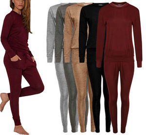 De alta calidad para mujeres señoras destruido arrancó Lazer corte de manga larga pantalón conjunto de chándal - Product Image 1