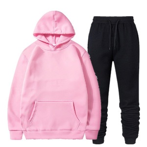 Ensemble survêtement décontracté rose à capuche et pantalon de jogging pour adolescents, couleur unie, manches longues, fermeture éclair, respirant, 100 % coton - Product Image 3