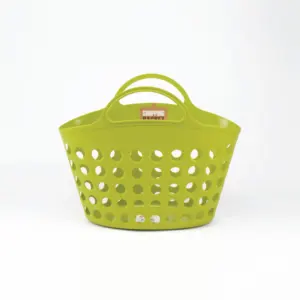 Kitchen Groceries Plastic Basket With Handle Eco-friendly Durable Hollow Baskets 