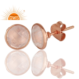 Pendiente de tuerca de piedras preciosas de cuarzo rosa Natural de Plata de Ley 925 para mujer, joyería para mujer, regalo para ella - Product Image 2