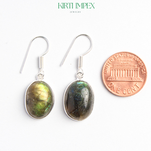 Women's American Boho Chic Labradorite <b>Earrings</b> Silver Overlay 14x10 MM Gold Hot Selling Chunky Weddings Exotic Wholesale eBay - Product Image 5