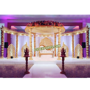 Grand Mandap de mariage en bois Anaya, thème blanc, pour mariages indiens, décoration événementielle, Royaume-Uni et Australie - Product Image 1