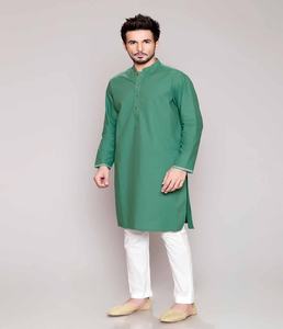 Kurta étnico largo para hombres sedoso y algodón estampado indio y pakistaní ropa para adultos - Product Image 5