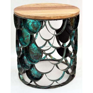 Tavolino moderno in metallo con Design a faccia di elefante con vernice Spray marrone finitura di forma rotonda per soggiorno mobili - Product Image 2