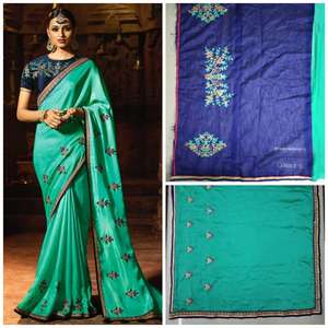 Vêtement ethnique Saree jaune avec bordure en dentelle marron et chemisier non cousu Pièce de fête par Ethnic Clothing in Surat Garment - Product Image 5