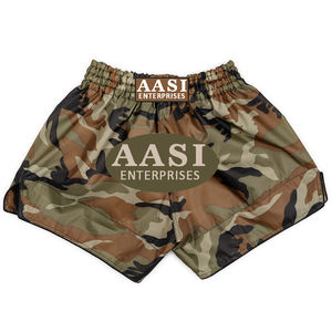 Nouveaux shorts de Muay Thai MMA en satin camouflage avec logo personnalisé, équipement d'arts martiaux - Product Image 1