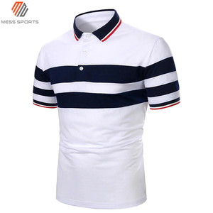 Polo pour homme à blocs de couleur, manches courtes, tricoté, décontracté, design rayé, noir, blanc, gris - Product Image 4