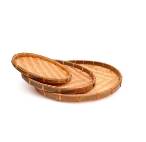 Juego de 3 bandejas planas de ratán para servir postres de diferentes tamaños, perfectas para una cocina elegante y productos utilizables para decoración del hogar - Product Image 2