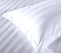 Parure de lit 100% coton turc rayé satiné, vente en gros, textile d'hôtel de luxe, blanc, 4 pièces, housse de couette, drap, taie d'oreiller