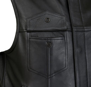 <b>MENS</b> SOA REAL QUALITY <b>LEATHER</b> <b>BLACK</b> PREMIUM BIKERS WAISTCOAT VEST UK STOCK - Product Image 3