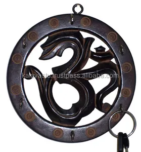 Indian Style Of of wooden fine carved colored OM wall hanging Indian religious symbol