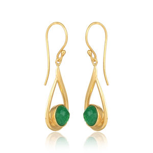 Anillo de piedras preciosas de Aventurina verde, proveedor de joyería de plata de ley chapada en oro, gancho colgante, fabricante de joyería - Product Image 2