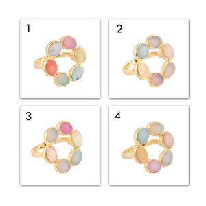 แหวนแฟชั่นผู้หญิงคุณภาพสูง5X7มม. รูปวงรีธรรมชาติหลายน้ำตาล Druzy แหวนทอง24K ทำด้วยมืองบแหวน - Product Image 4