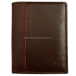 <b>Men's</b> Leather Premium <b>Wallet</b> Vertical Style Dark Brown Full Grain Cow Leather Tough Stitching Beautifully Crafted - Product Image 1