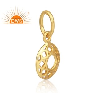 Pendentif en argent plaqué or 18k, forme ronde, fait à la main, bijou de styliste, 1 pièce - Product Image 2