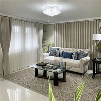 Rideaux en tulle pliables intégrés pour fenêtre française, rideaux en tissu pliables en S, rideaux en lin transparents à ondulations plates pour plafond haut