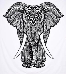 Voi <span class=keywords><strong>psychedelic</strong></span> <span class=keywords><strong>Mandala</strong></span> tấm thảm màu đen trắng Ấn Độ bông tường treo Boho Hippie Thảm trang trí cho trang trí nội thất trang trí - Product Image 1