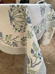 Handmade Floral Indian Cotton Canvas Hand Block Printed <b>Table</b> <b>Cloth</b> 6 Seater and 8 Seater - Product Image 4