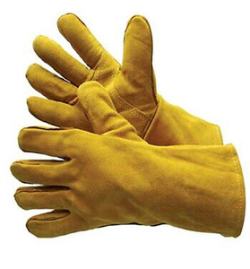 Gants de soudeur XL jaunes de haute qualité, doublés par soudure, protection des mains de sécurité pour les travaux de construction, style uni - Product Image 1