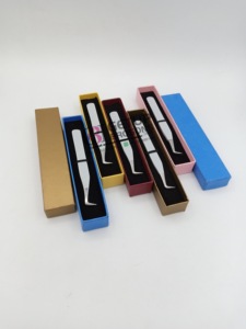 Pince à épiler professionnelle d'extension de cils de meilleur volume de revêtement de poudre gris clair avec des Instruments de beauté en acier inoxydable à pointe argentée - Product Image 4