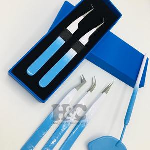 แหนบถอนขนตามิติกันแม่เหล็กแบบมืออาชีพแหนบขนมิงค์สีฟ้าขาวปลายเฉียงออกแบบได้ตามต้องการโลโก้ได้ตามต้องการ - Product Image 2