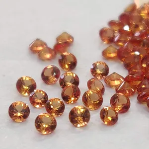 Lame de saphir à facettes, Orange chauffante, naturelle, diamètre de 1mm à 3mm, finition brillante, qualité supérieure