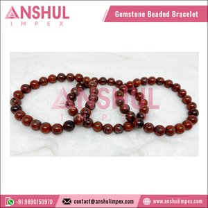 Worldwide Selling Red Color Healing 7.5in Poppy Jasper Round <b>Gemstone</b> Hand Beaded <b>Bracelet</b> at Wholesale Market Price - Product Image 3