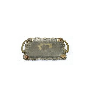 Plateau de service en métal Royal Look pour restaurants, cafés, hôtels, pour servir des plats, des fruits, du café, plateau de service en métal avec deux poignées - Product Image 1