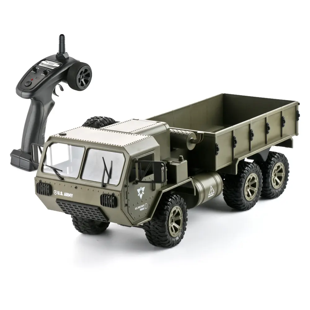 Controle remoto fi004a 1/16 6wd 2.4ghz, carros de liga de carro off-road, chassi, exército militar, rc, caminhão rtr para meninos