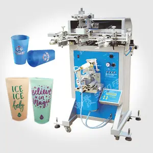 Fles Zeefdruk Machine Voor Ferfume Fles Ronde Glas Plastic Beker Buis Printer Machinary Semi Automatische Print Apparatuur