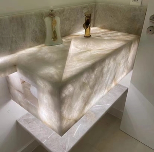 GOLDTOP Dalles de sol en dolomite 100% naturelle polie, grands panneaux muraux en cristallo, modernes, étanches, épaisseur 18 mm, pour usage hôtelier 5+ ans - Product Image 1