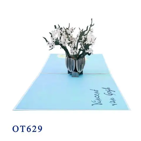 3D Apricot Tree Vincent Van Gogh Pop Up Thẻ Pop Up Thẻ Giấy Cắt Laser Handmade Flowers Quà Tặng Bán Buôn Kirigami Bán Chạy Nhất