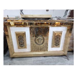 Mostradores de Boda de Acero Inoxidable de Alta Calidad, Estilo Moderno, Ligeros, Tamaño Personalizado, Puesto de Catering para Bodas Indias, Dorado - Product Image 1