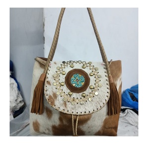 Quality Genuine Leather Shoulder <b>Bag</b> Women PU Leather Leather India Handcrafted Embossed <b>Fringes</b> <b>Bag</b> Wholesale Guru Kirpa Export - Product Image 3