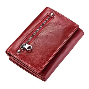 Luxury Unisex 2021 Genuine Leather <b>Wallets</b> Custom Logo Eco-Friendly <b>Zipper</b> Closure Long Version Korean Style Women's Acceptable - Product Image 1
